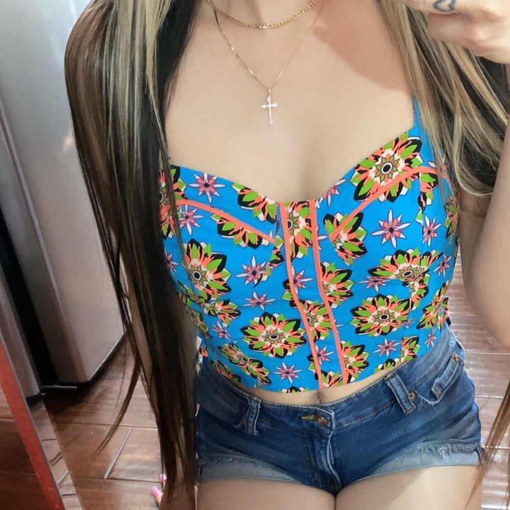 extremely colorful spaghetti strap
